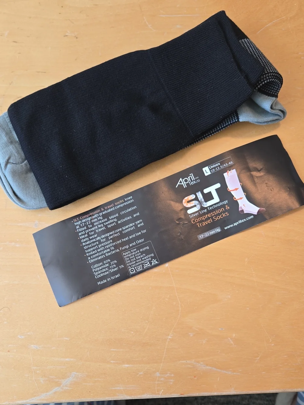 SLT Black & Gray Compression Travel Socks